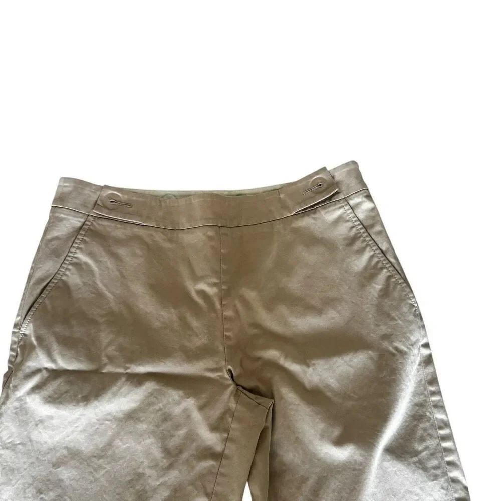 Tory Burch khaki beige pants straight leg mid rise casual work SZ 6 #2419